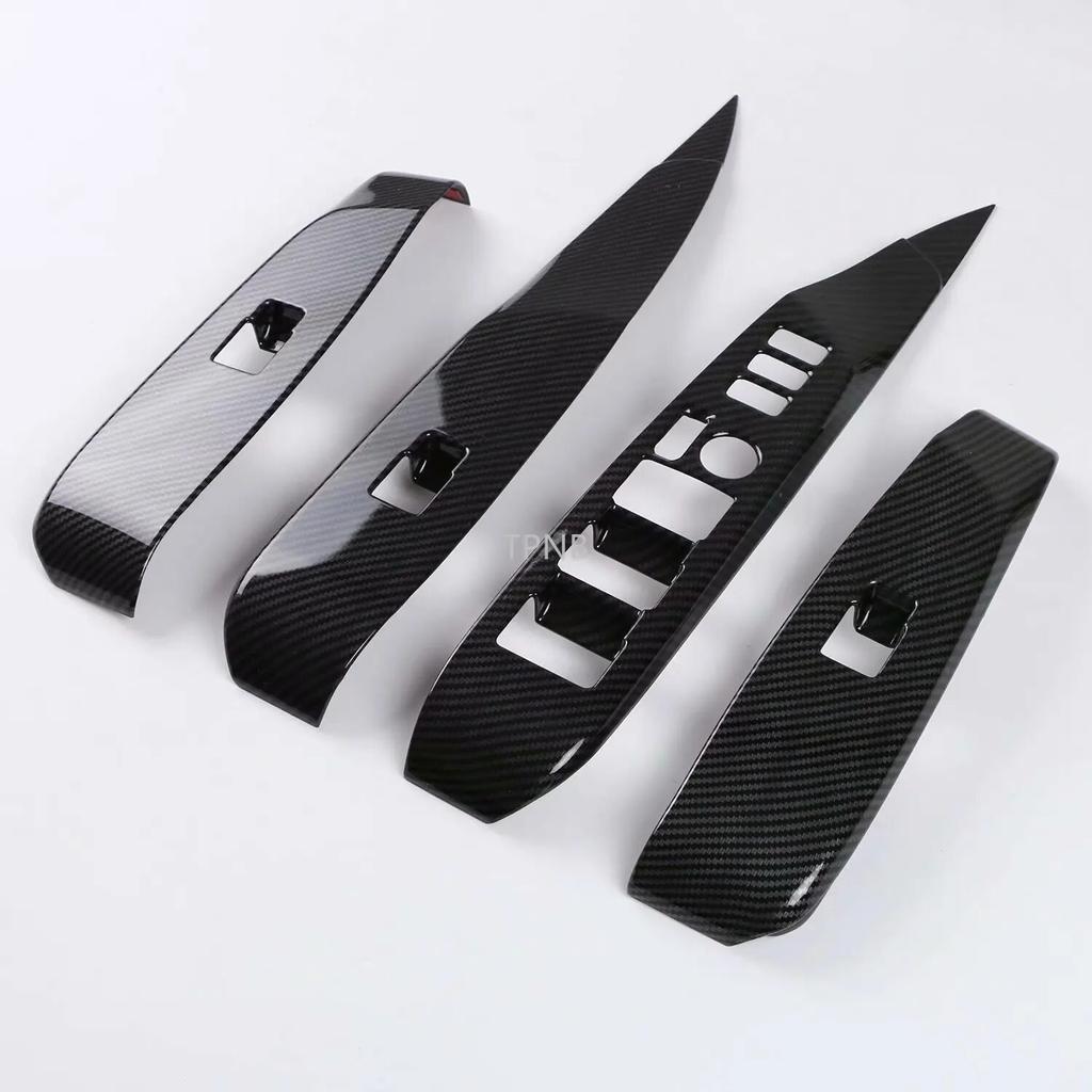 4PCS Carbon Fiber Glass Switch Decorative Cover for Toyota Camry 2018  8th Lift  Styling Accessories