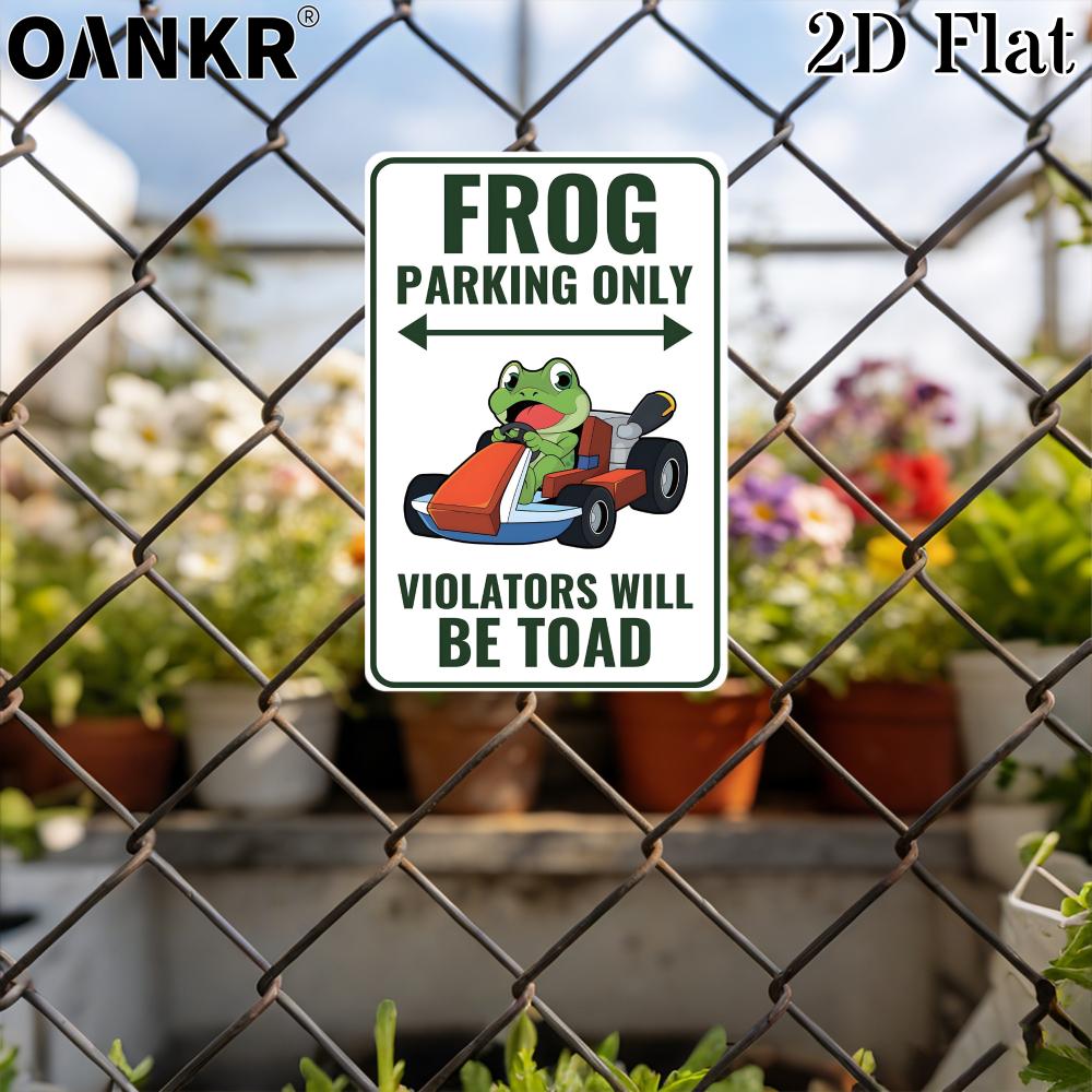 Vintage Metal Tin Sign Frog Parking Only Violators Will Be Toad Poster Metal Signs for Garden Farm Fence Home Wall Decor Plaque 20x30cm（7.8x11.8inch）
