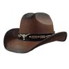 Western cowboy straw hat with large brim, hard straw hat, cowboy outdoor summer sun protection jazz hat sombrero vaquero hombre
