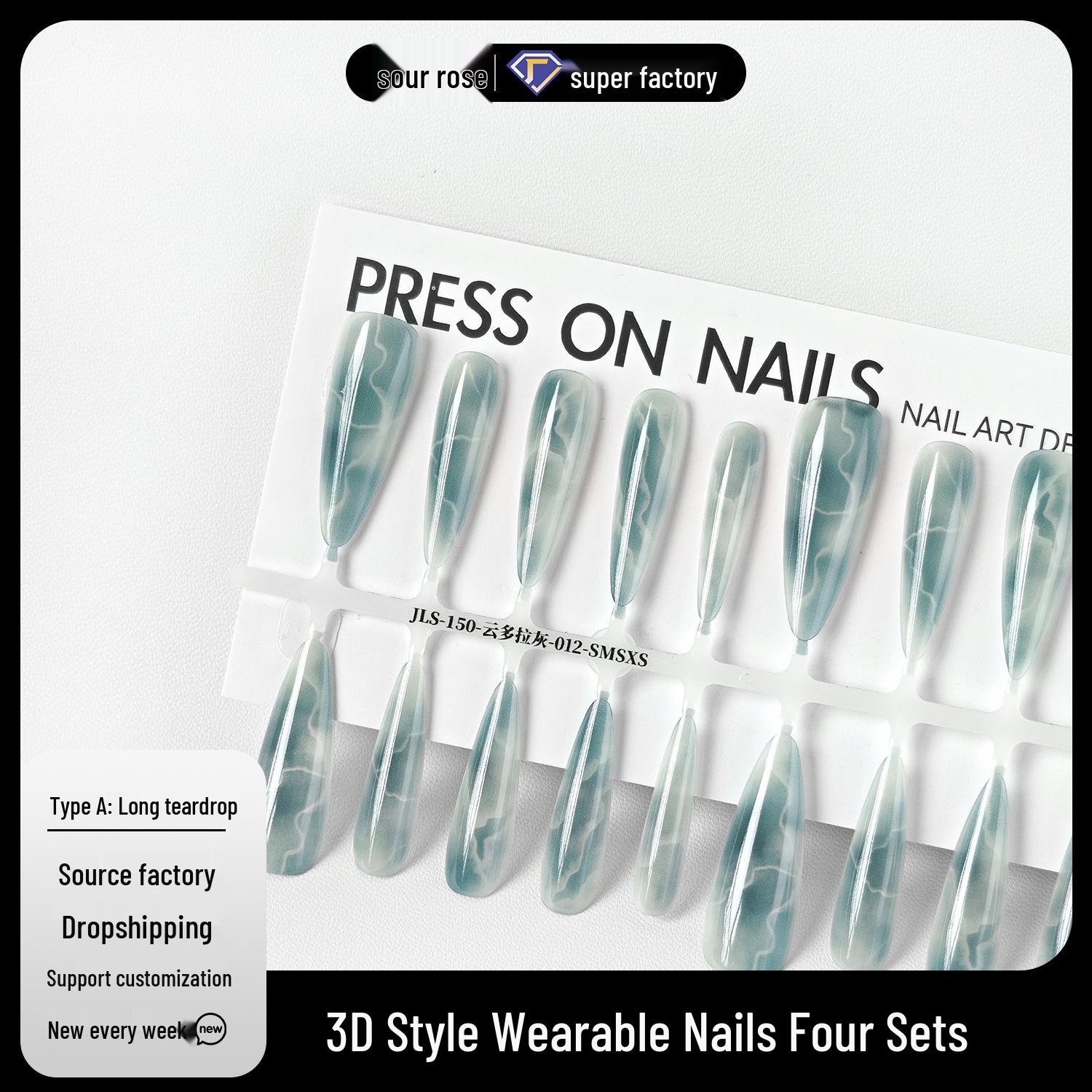 

Jiaolong Wearable Nail Patches: Mori Girl Style Handmade Pre-made Nail Art