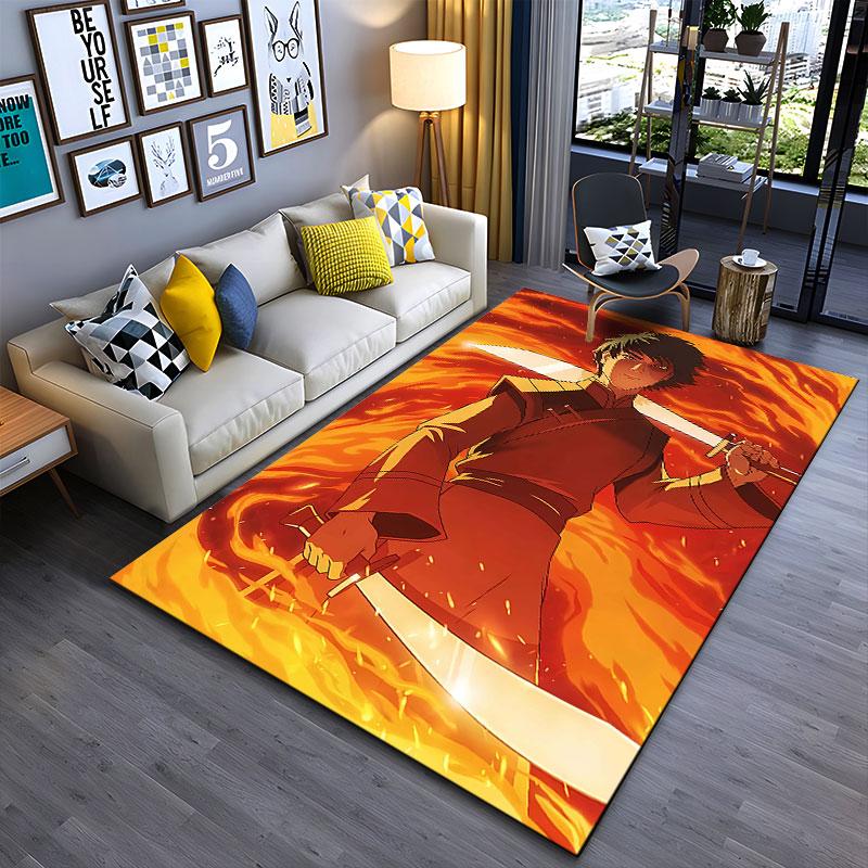 Fiery Warrior With Swords suitable as a non-slip mat for the living room or bedroom sofa
