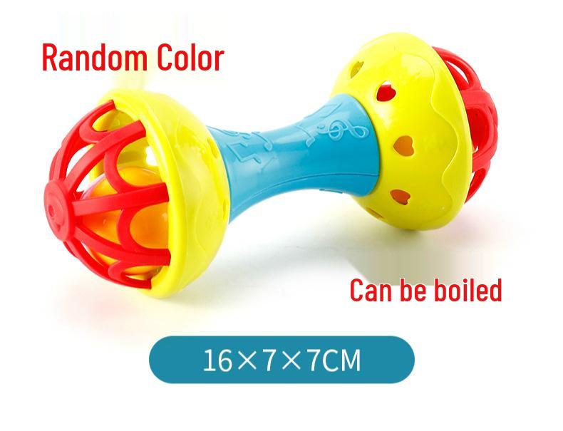 Boilable Soft Rubber Baby Dumbbell Rattle & Teether (0-1 Year Old)