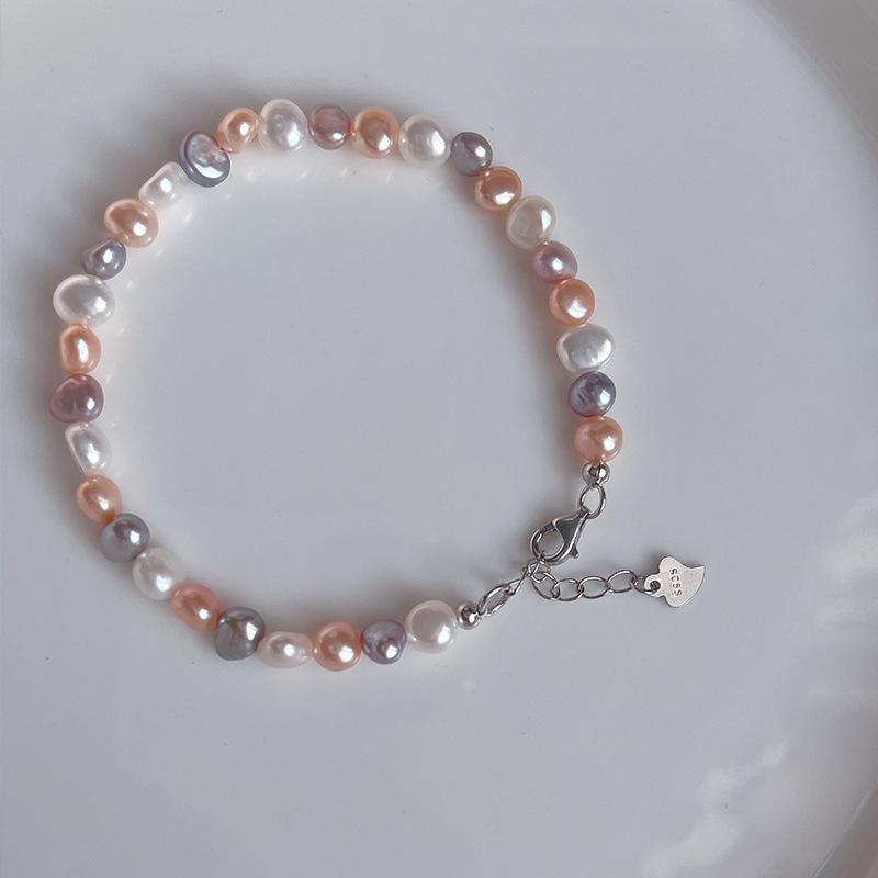 

Ожерелье из пресноводного жемчуга в форме инопланетянина, Цепочка-ожерелье, Модная цепочка с жемчугом пудрово-белого и фиолетового цветов Hand bracelet серебряный