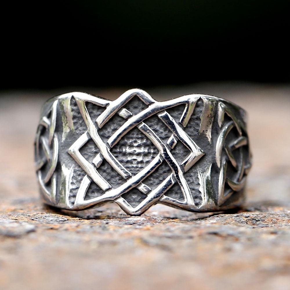 New 316L Stainless Steel Viking Slavic Russia Savarog Amulet Celtic Knot Ring For Men