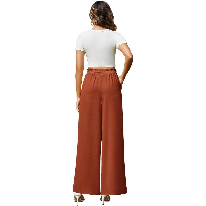 Women's Spring and Summer New Wide Leg Trousers Elastic Waistband Wide Leg High Waist Long Skirt Trousers Female