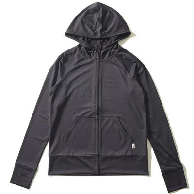 Heleiwaho Women's Rash Guard, Hoodie, Long Sleeve, Amphibious, Sweat-Wicking, Quick-Drying, UV Protection, UPF 50+, Size M, Black