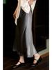 Eleganter Satin-Midirock im französischen Stil - Hoher Bund, Minimalistisches A-Linien-Schirmdesign für Damen