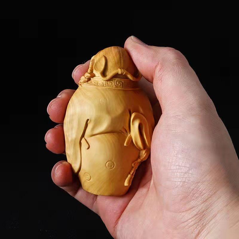 Solid Wood Carving Tianshi Zhongkui Ornaments Small Model Attract Wealth and Ward Off Evil Spirits Character Decoration Bestgift
