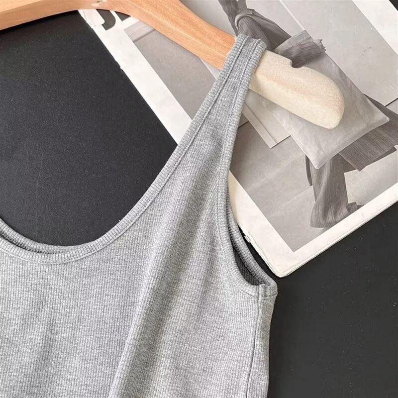 Women's Clothing Basic Style Inner Rib Pure Cotton U-Collar Semi-Transparent Tank Top Sleeveless T-shirt Women's Organic Cotton Xinjiang Long Velvet