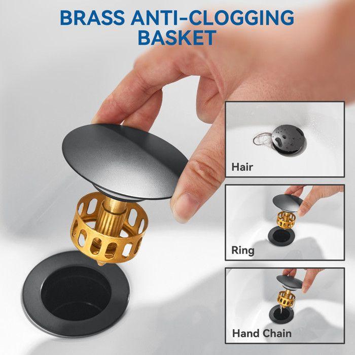 Washbasin Waste - Standard - G1¼ - Black Stainless Steel - Filter Basket - Silicone Seal