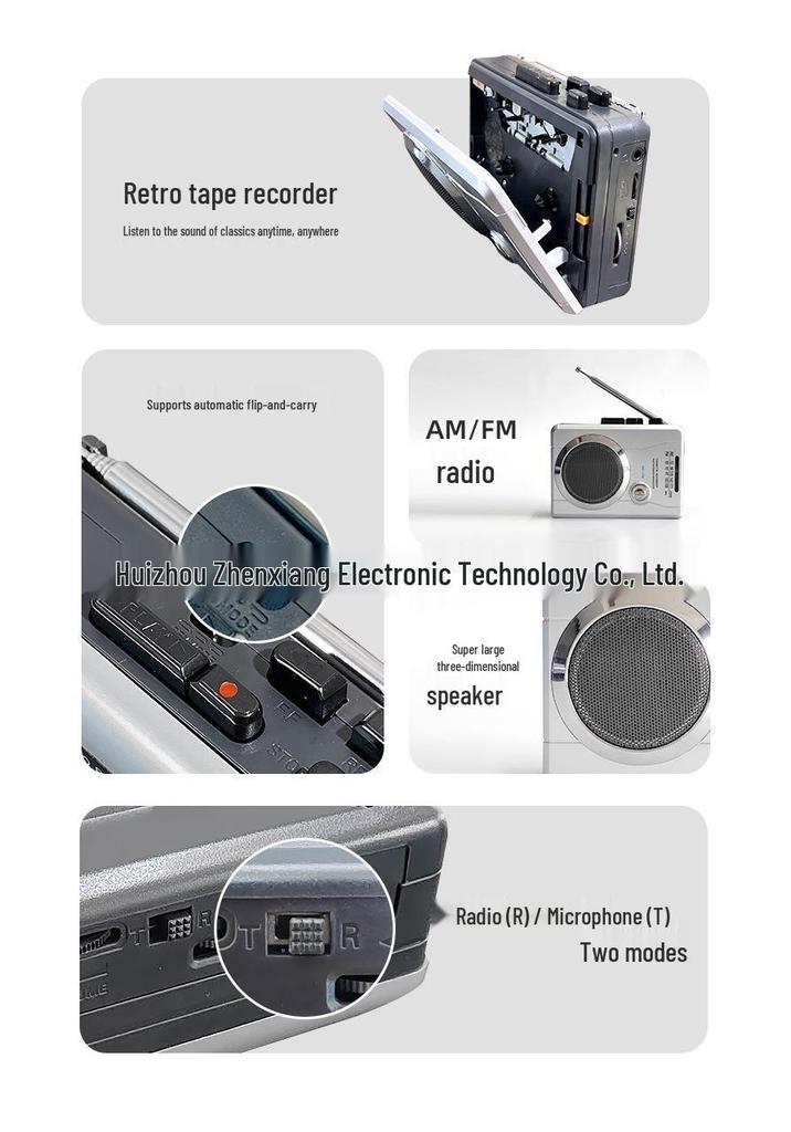 Portable Walkman Cassette Player with Built-in Speaker & Multi-band Radio for English Listening & Playback. Perfect for Students.