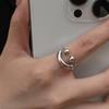 Charm Vintage Cute Simple Smile Adjustable Ring Silver Color Engagement Wedding Rings Jewelry Gift for Men and Women