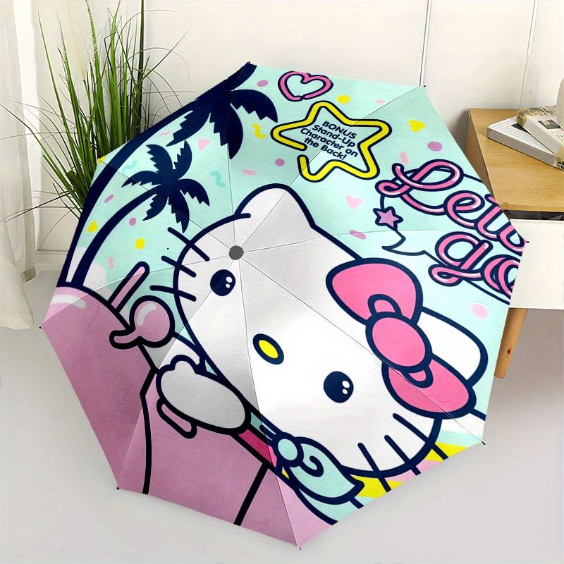 

1pc Hello Kitty,Coloring Book Automatic Umbrella-Foldable, Durable 8-Bone Design, Compact and Stylish, Great for Camping, Halloween, Christm
