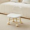 Acrylic Low Stool with 360 Degrees Swivel Wheels Faux Leather Cushion Roller Seat with Backrest Heavy Duty Rotating Mini Chair Seating Stool
