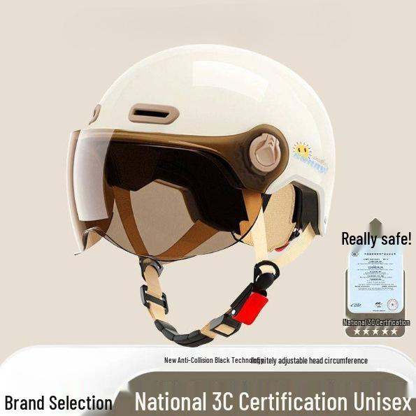 3C Certified Summer Sun Protection Electric Vehicle Helmet - Unisex Half Helmet for Motorcycle Safety Youth 50-58CM