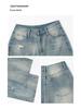 Light Blue High-Waist Distressed Wide-Leg Jeans for Women