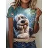 Lässiges lockeres Damen-T-Shirt mit Tierprint, kurzärmelig, modisch, vielseitig, einfaches T-Shirt, bequeme T-Shirts für Damen