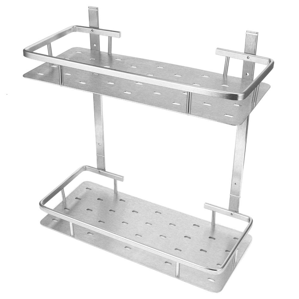 Silver Bathroom Shelf Space Aluminum Storage Basket Shower Shelf Bathroom Kitchen Bedroom Shower
