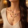 Bohemian Wind Gravel Star and Moon Necklace, Niche Irregular Beaded Collarbone Chain Stacked Sweater Chain Women