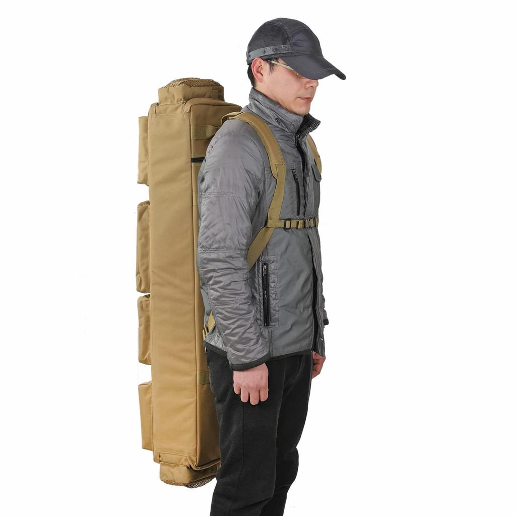Daisei Large 3-Way Gun Case, Bag Type, Gun Backpack, Rifle Case, Double Gun Case (TAN W100)