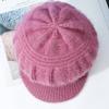 Fleece Lined Knitted Cap for Senior Women Warm Winter Hat for Elderly Cold Weather Beanie with Thermal Lining