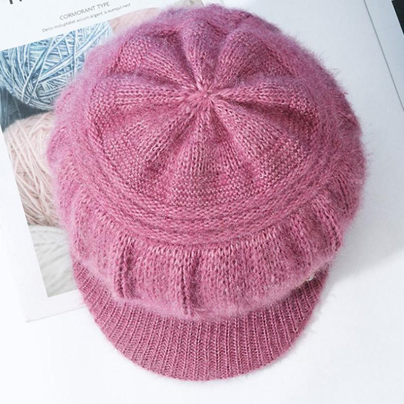 Fleece Lined Knitted Cap for Senior Women Warm Winter Hat for Elderly Cold Weather Beanie with Thermal Lining