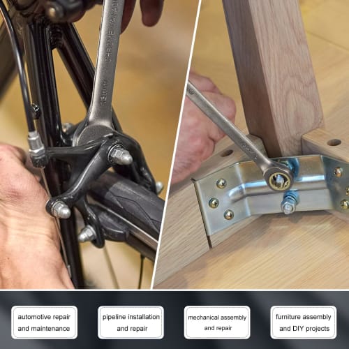 uxcell Ratchet Wrench, 7mm Metric Open End Wrench, 72 Teeth, CR-V Steel, 12-Point Nickel Plated Combination Ratchet Wrench for Fasteners, Nuts, Bolts