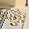 High-value long-handled ceramic spoon, household soup spoon, cute high-value coarse pottery spoon ins wind