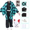 Anime Demon Slayer Kamado Tanjirou Cosplay Costume Kimetsu No Yaiba Cartoon Costume Sutis Wigs Halloween For Kids Adult CosParty