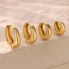6PCS Classic Hoop Earrings for Women Girls Gold Color Chunky Stainless Steel Earrings Minimalist Ear Jewelry