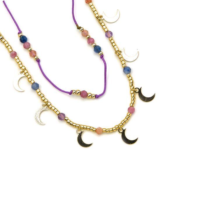 Collier - LUXENTER - Kapac - Argent 925 - Cristal Multicolore - Or 18k