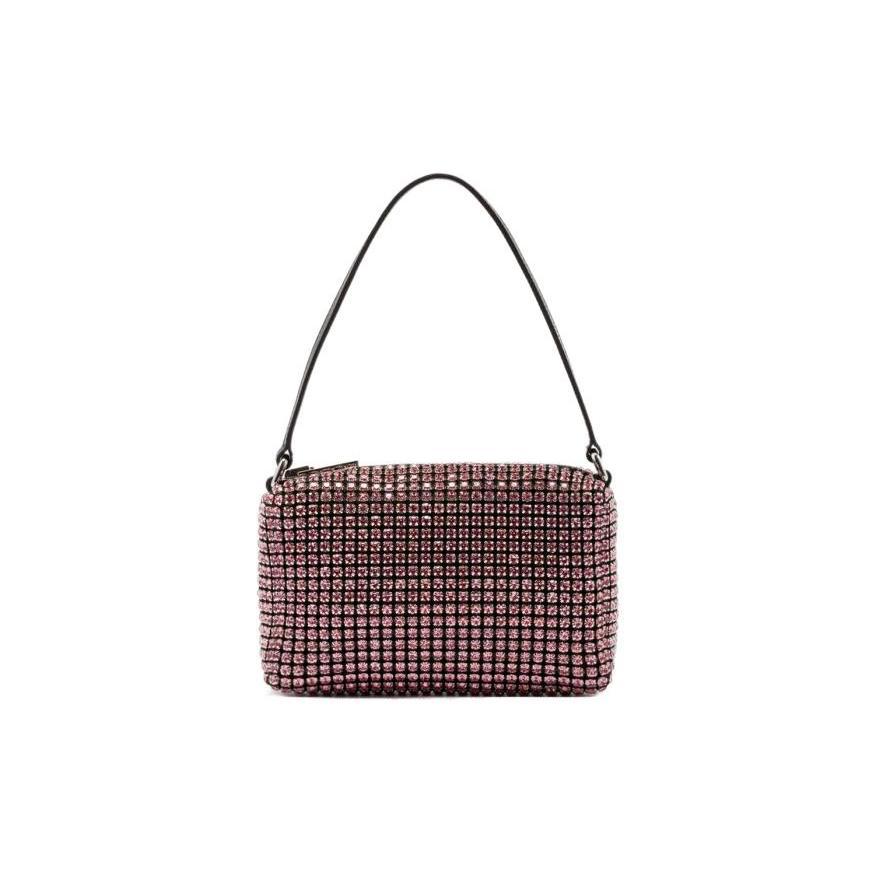 New Alexander Wang Crystal Rhinestone With Leather Shoulder Bag Handbag Regular Women's Pink 20122P10M671