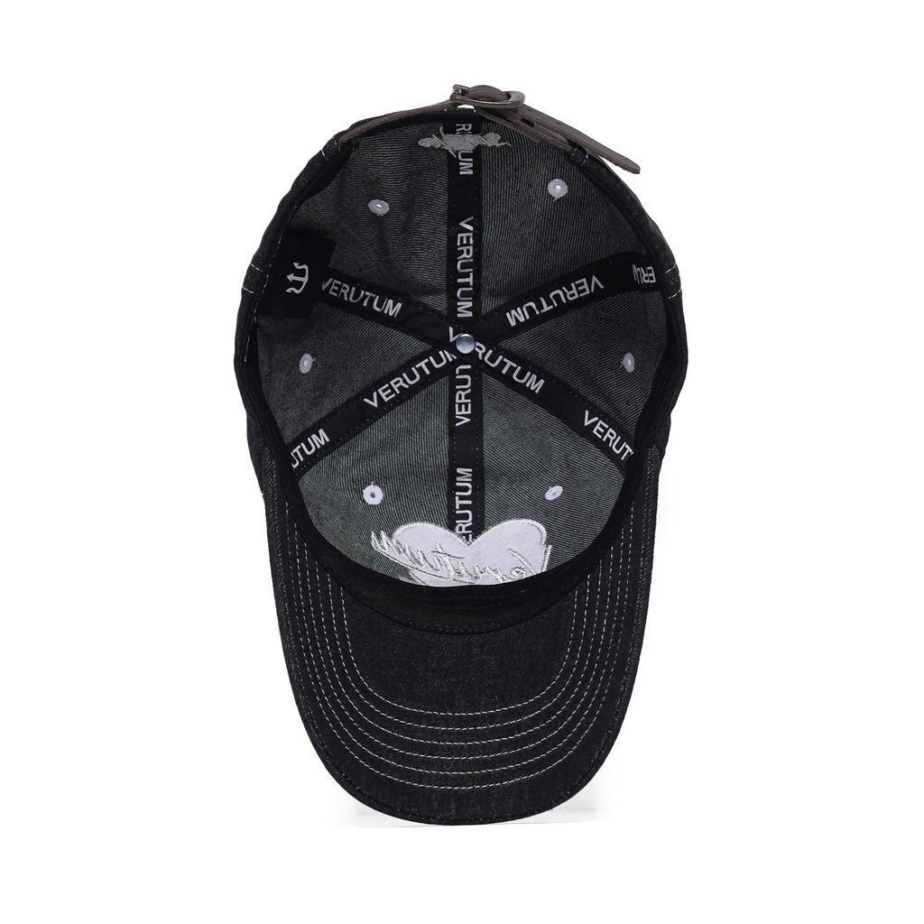 VERUTUM Heart Logo Stitch Ball Cap Black Denim
