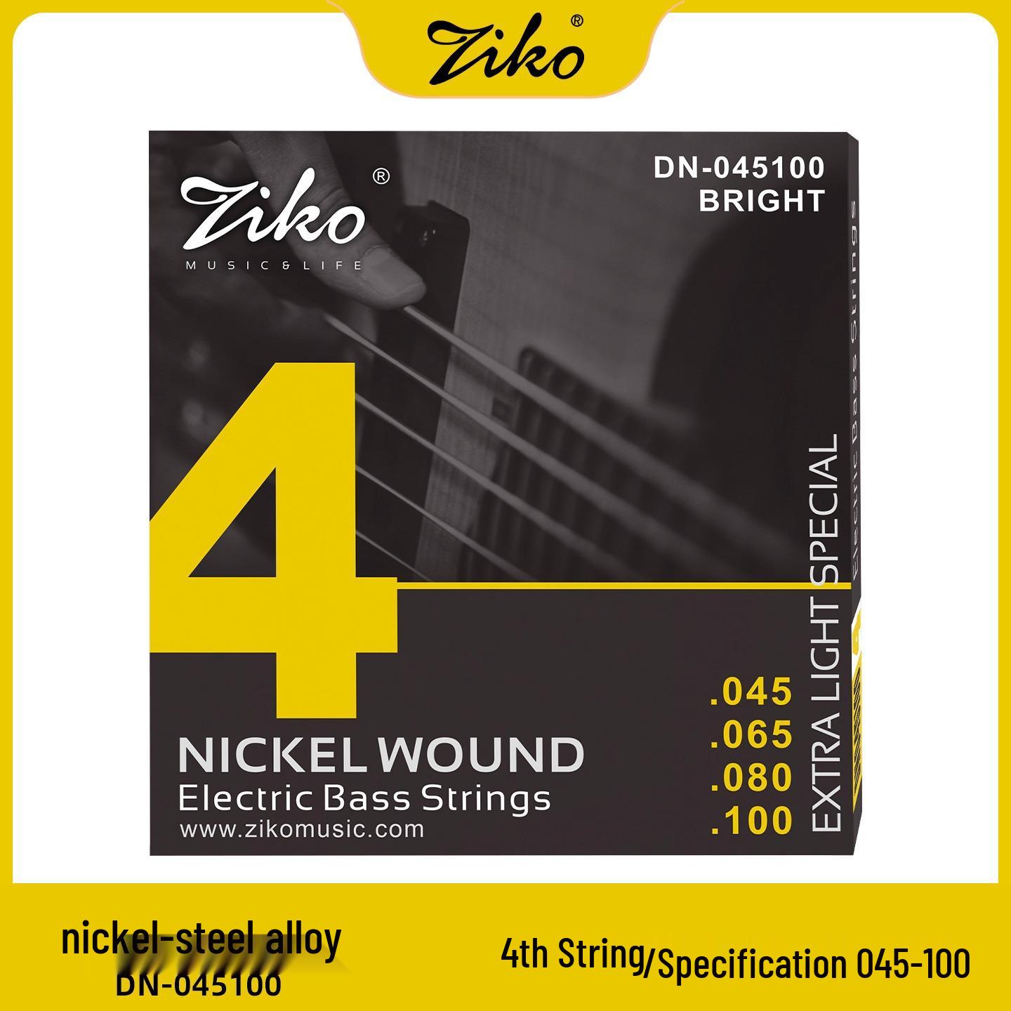 

Liou ZIKO Nickel-Steel Bass Guitar Strings Set: Universal 4-String & 5-String Compatibility.