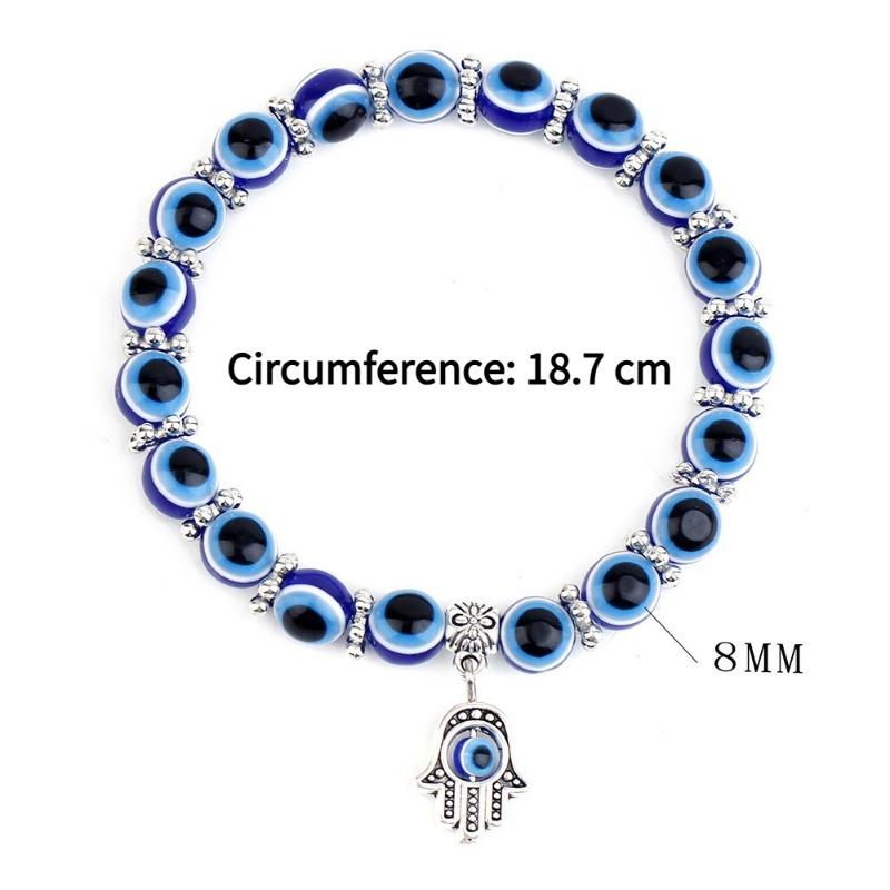 1PC Turkish Blue Eye Bracelet Fatima Palm Demon Eye Beaded Bracelet