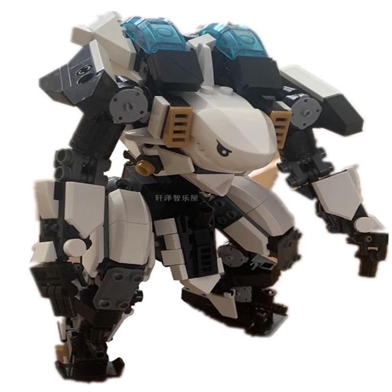 Non-Toxic Moc Marine Biology Series Big White Shark Mech Robot Alternative Special Armor Assembly Toy Building Blocks