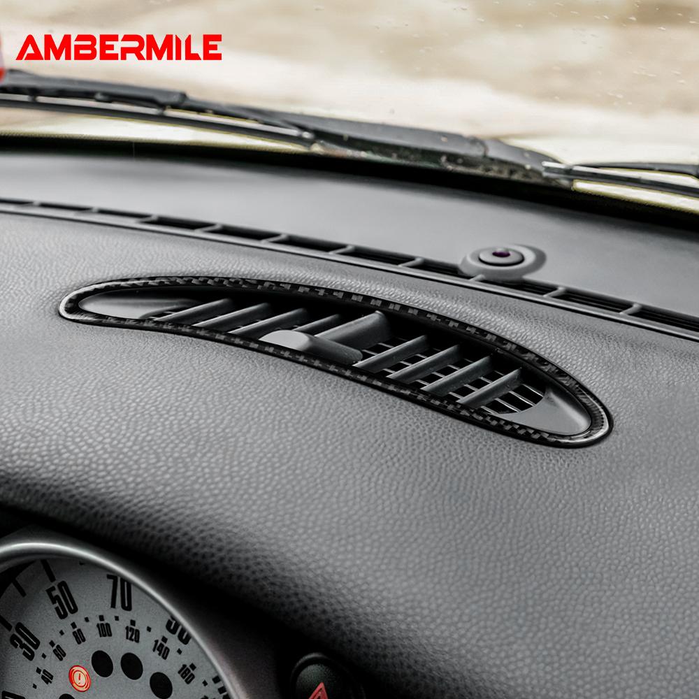 For Mini Cooper R50 R53 2001-2006 Dashboard Center Air Vent Outlet Frame Real 3D Soft Carbon Fiber Sticker Cover Interior Decor