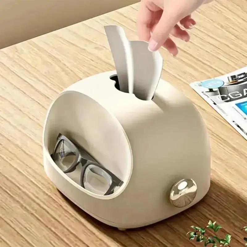 Solid Color Cute Shape Multifuction Tissue Holder Ins Style Dustproof Cute Ear Tissue Box For Living Room Napkin Box Storage