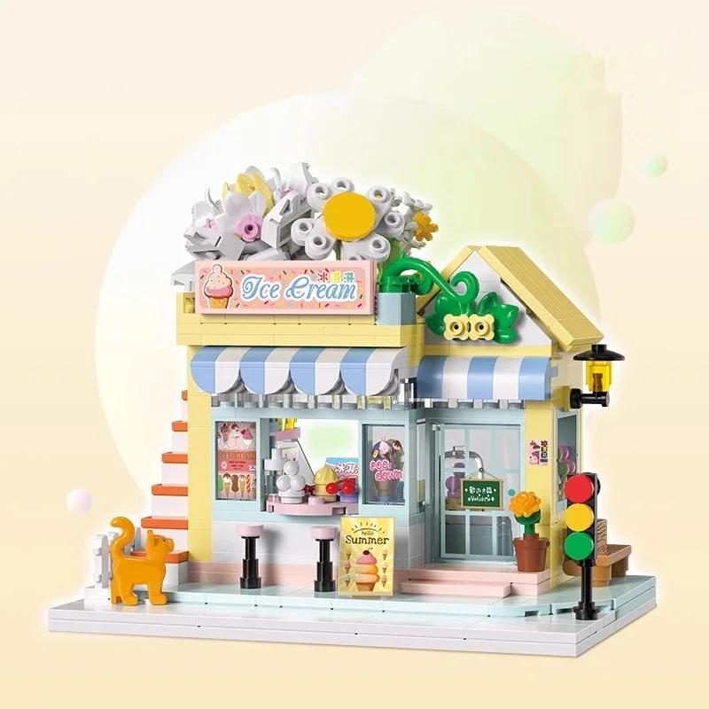 Street View Building Blocks Diy Plastic Model Mini Bricks Educational Assembly Games Desktop Home Decoration Children Gifts