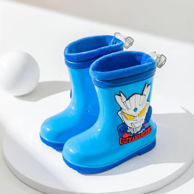 Ultraman Summer Four Seasons Children's Rain Boots Boys Cute Cartoon Overshoes Waterproof Tiga Zero Mid-Calf Water Shoes