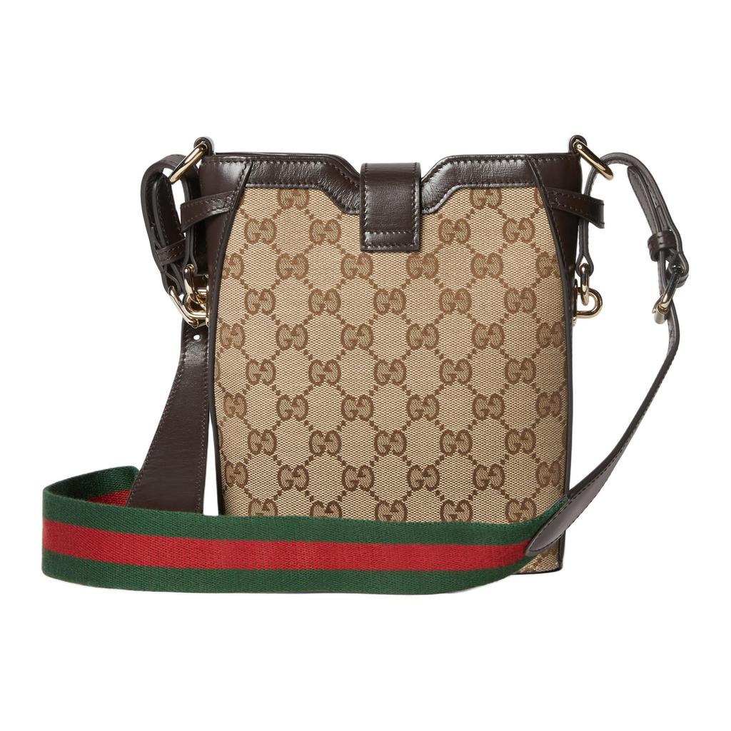 Gucci Jackie 1961 GG Supreme Mini Bucket Bag Beige Canvas Brown Leather Gold Hardware Daily Use 782919-FADAC-9762