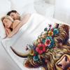 Scottish Highland Cow Cattle Farm Hairy Cowgirl Flower Throw Blanket Weighted Sofa Throw heavy to sleep Blankets