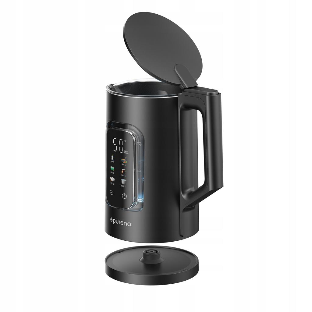 KeepWarm LED PURENO K100 black glass electric kettle with regulation