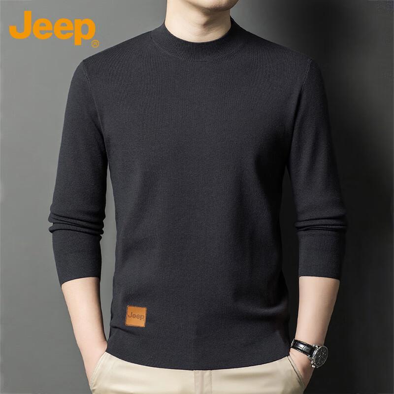 Jeep Men's Semi-High Collar Thick Knit Sweater