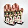 2 Stück 17x33cm Baumwolle Vintage Bedruckte Ofenhandschuhe Backhandschuhe Unterlage Mikrowellen-Isolierung Küchenwerkzeug Partygeschenk