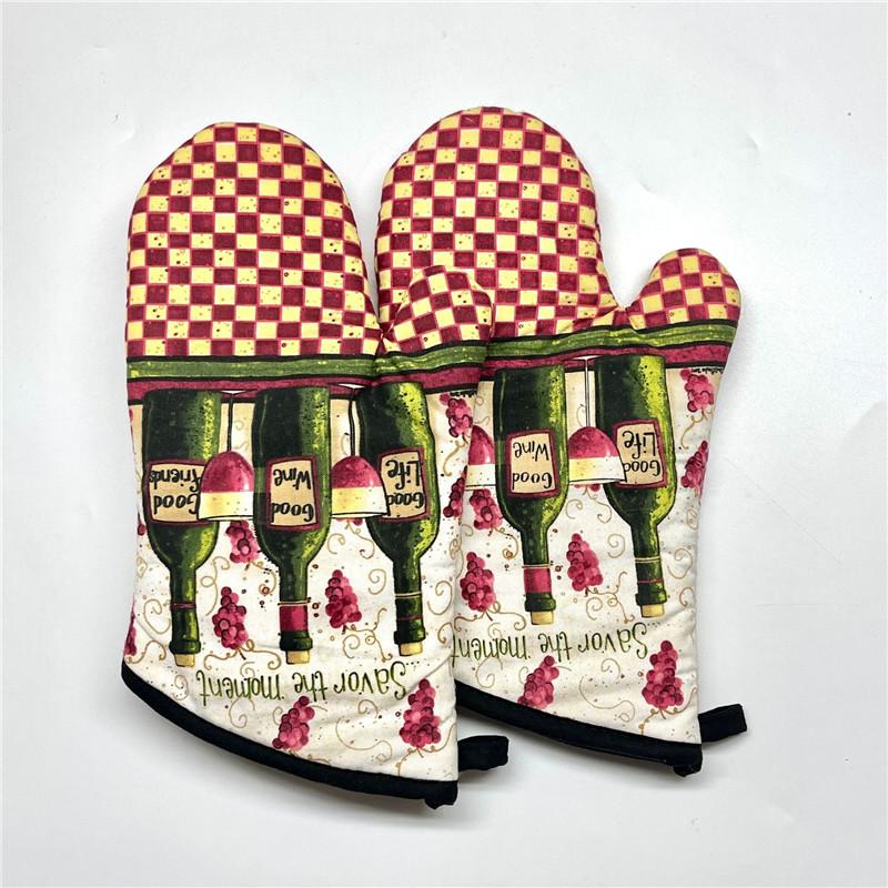 2 Stück 17x33cm Baumwolle Vintage Bedruckte Ofenhandschuhe Backhandschuhe Unterlage Mikrowellen-Isolierung Küchenwerkzeug Partygeschenk