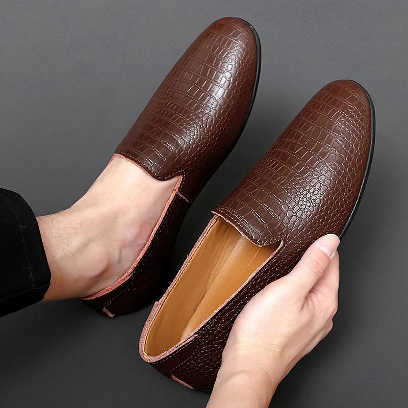 Herrenschuhe Slipper England Atmungsaktive Herren Echtleder Slipper Bequeme Schuhe für Herren Leichter Slipper für Herren