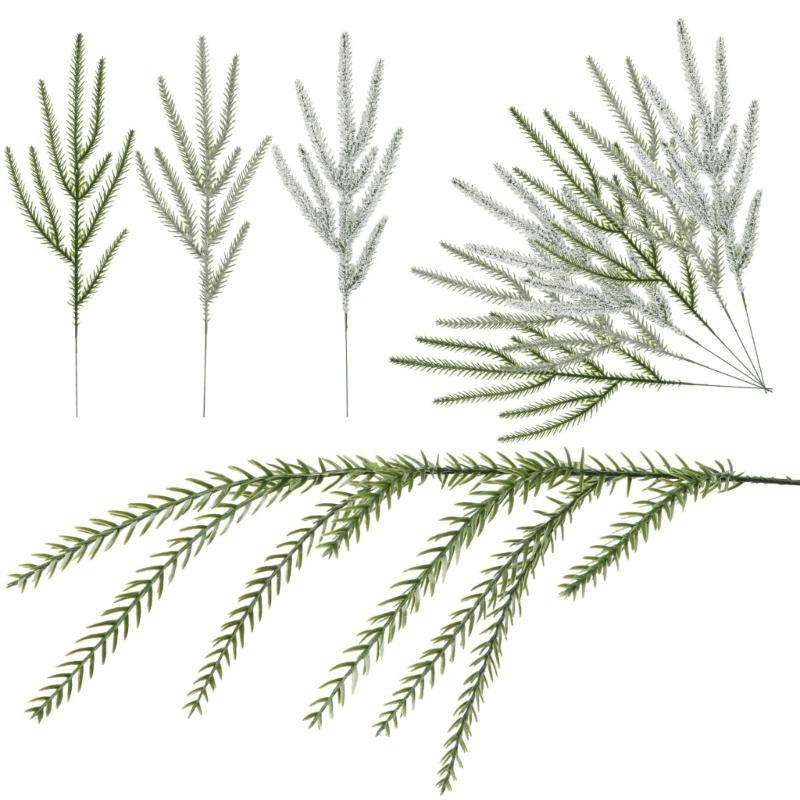 40Pieces Faux Pine Stems For Christmas Tree Decors Realistic Needle Weather Resistant Long Time Holiday Ornament