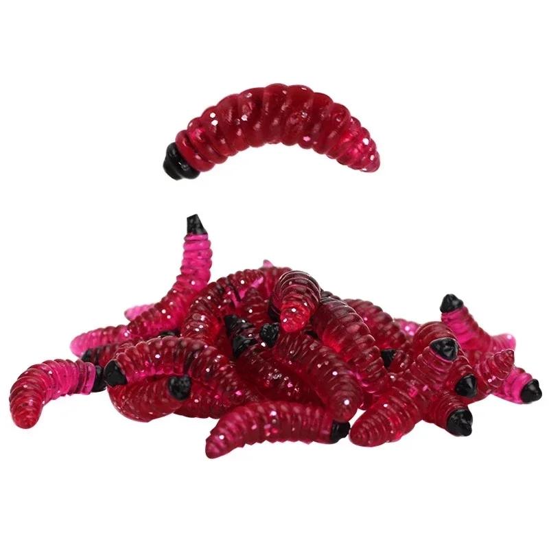 50/Stück Lebensechter Helmint Weichköder Eis Winterangeln Silikon Maden Lockvogel Künstlicher Köder Fischiger Garnelen Zusatzstoff Barsch Karpfen