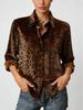 Leopard Print Long Sleeve Women's Top: Casual Elegant Loose Fit Shirt (2026 Design)